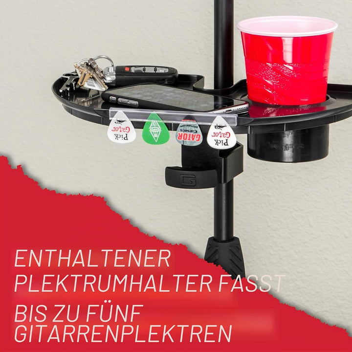 Gator Frameworks Zubehör-Ablage für Mikrofonstativ mit Getränkehalter und Plektrumhalter, 30,5 cm x