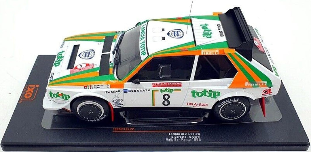 Kompatibel mit Lancia Delta S4 Nr. 8 Cerrato/Cerri Rally San Remo 1:18 IXO Models 18RMC133.22