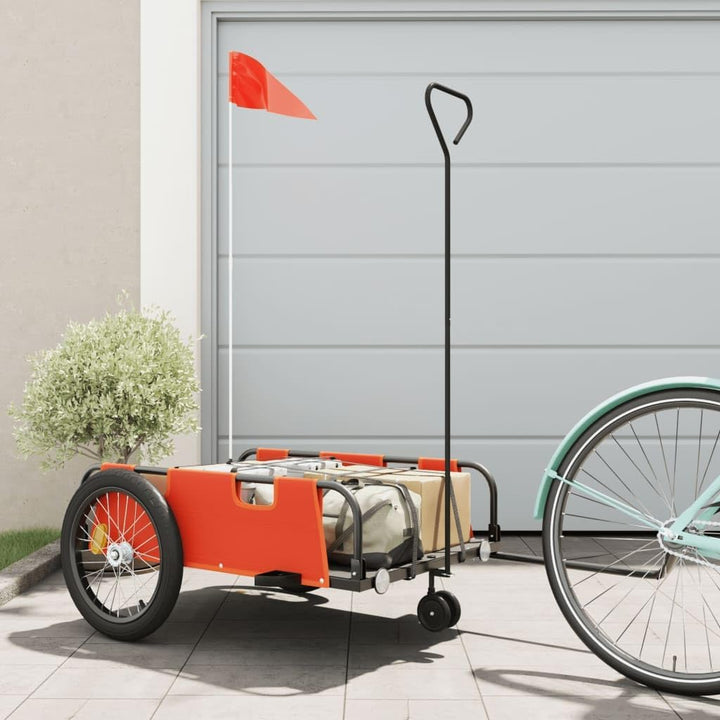 vidaXL Fahrradanhänger Lastenanhänger Orange 135 x 68 x 37 cm, Orange 135 x 68 x 37 cm
