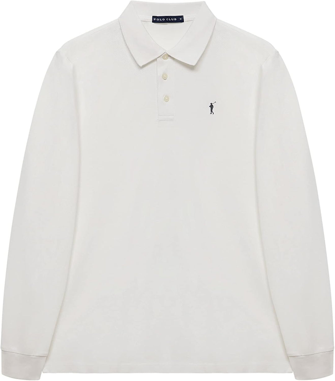 Polo Club Herren Poloshirt Kurzarm Regular Fit Baumwolle Männer Polohemd Longsleeve S Weiss, S Wei&#