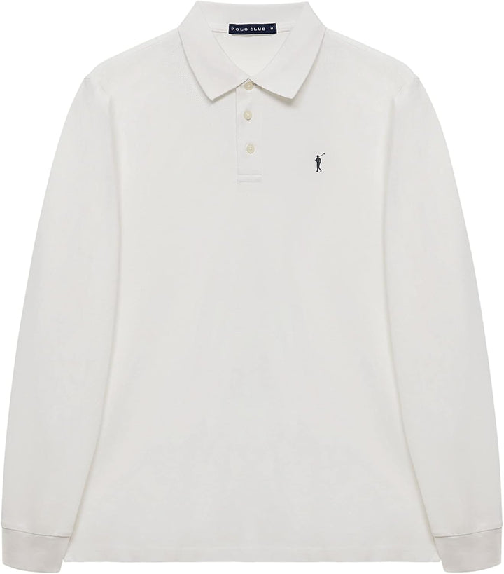 Polo Club Herren Poloshirt Kurzarm Regular Fit Baumwolle Männer Polohemd Longsleeve S Weiss, S Wei&#