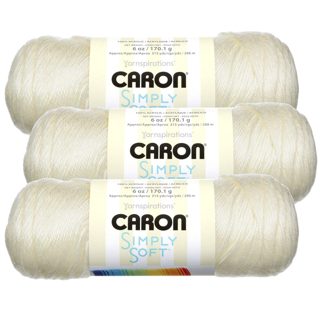 Caron, 170 g, Caron Simply Soft Strickgarn, 3 Stück, bone_parent #H97003-9702 Off White, #H97003-970