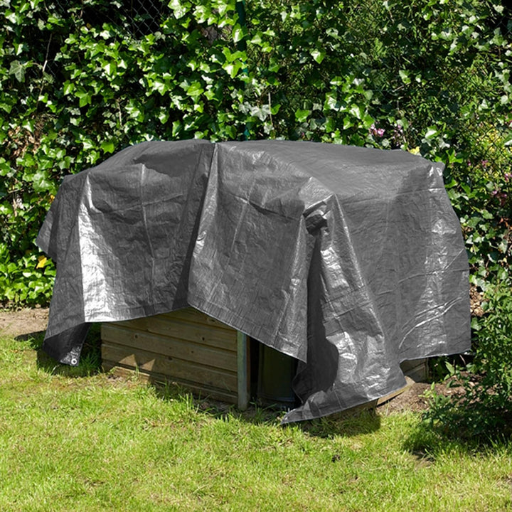 Zill Gewebeplane 6 x 10 m grau 280g/m² mit Alu-Ösen Abdeckplane PE - Holzabdeckplane Schutzplane Hol