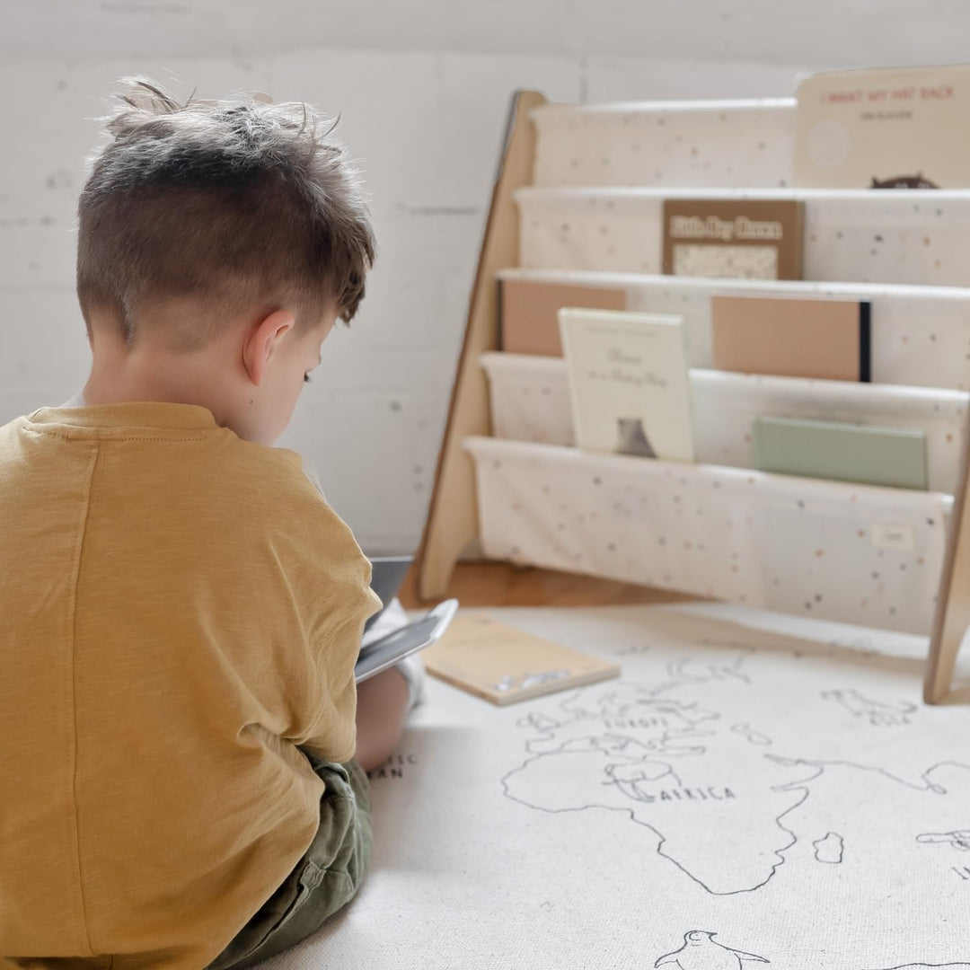 3 Sprouts Kinder Bücherregal aus Holz – Montessori Regal für Kinderzimmer - Terrazzo Creme, Terrazzo
