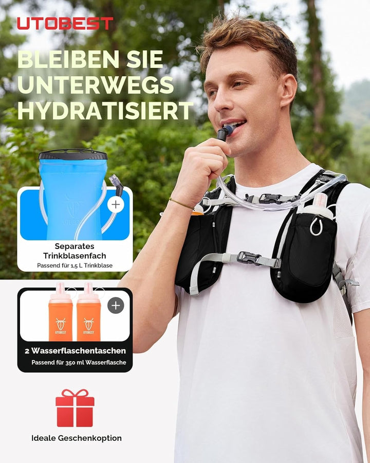 UTOBEST Trinkrucksack 5L Herren Damen Ultraleicht Laufrucksack für Laufen,Marathon,Jogging,Radfahren