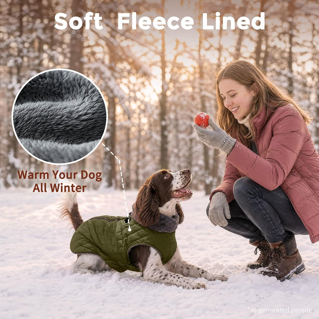 Warmer Fleece-Hundemantel mit strapazierfähigem Geschirr mit D-Ring, wasserdichte Welpenjacke für kl