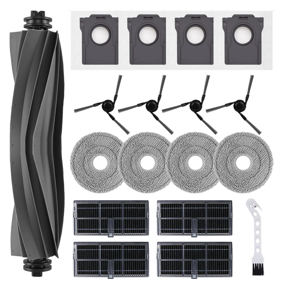 Zubehör Ersatz für Mova E40 Ultra Saugroboter, 1 Hauptbürste, 4 HEPA Filter, 4 Seitenbürsten, 4 Wisc