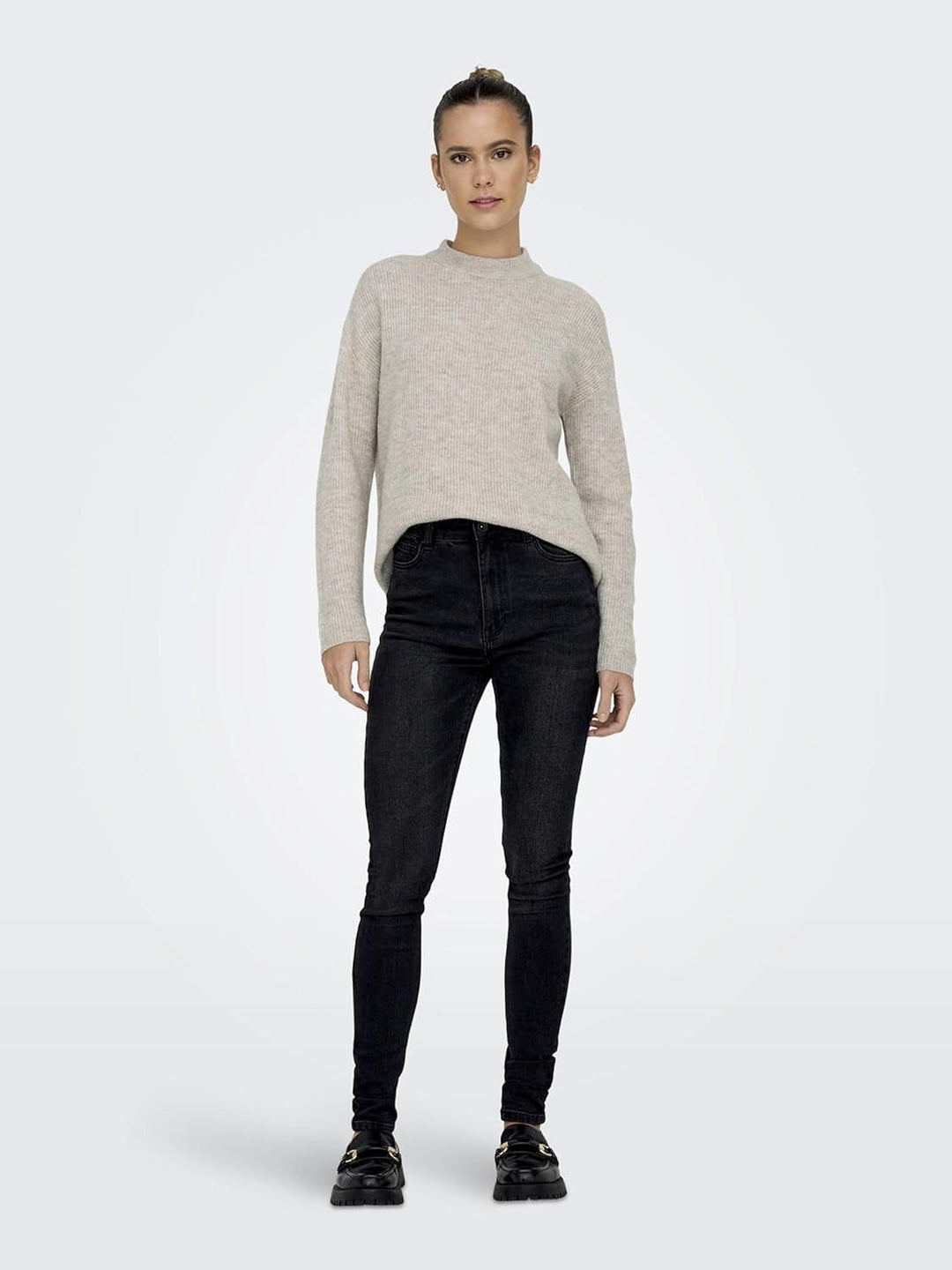 ONLY Female Strickpullover Normal geschnitten Rundhals Tief angesetzte Schulter Pullover L Pumice St