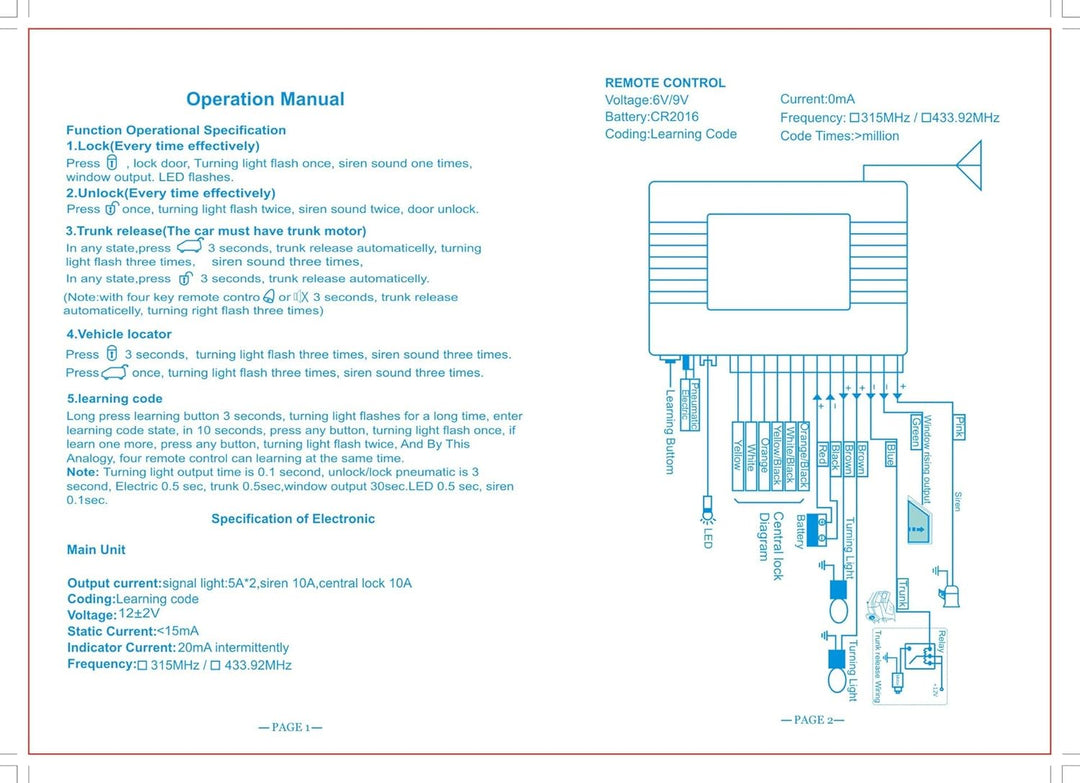 Auto Keyl Entry Kit, Universal Autotürschloss Syem Zentraerriegng Fernbedienung Kit Auto Fernbedienu