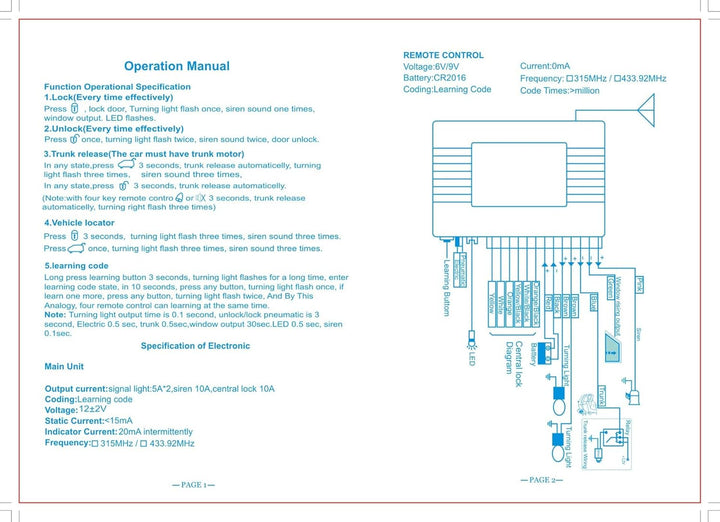 Auto Keyl Entry Kit, Universal Autotürschloss Syem Zentraerriegng Fernbedienung Kit Auto Fernbedienu