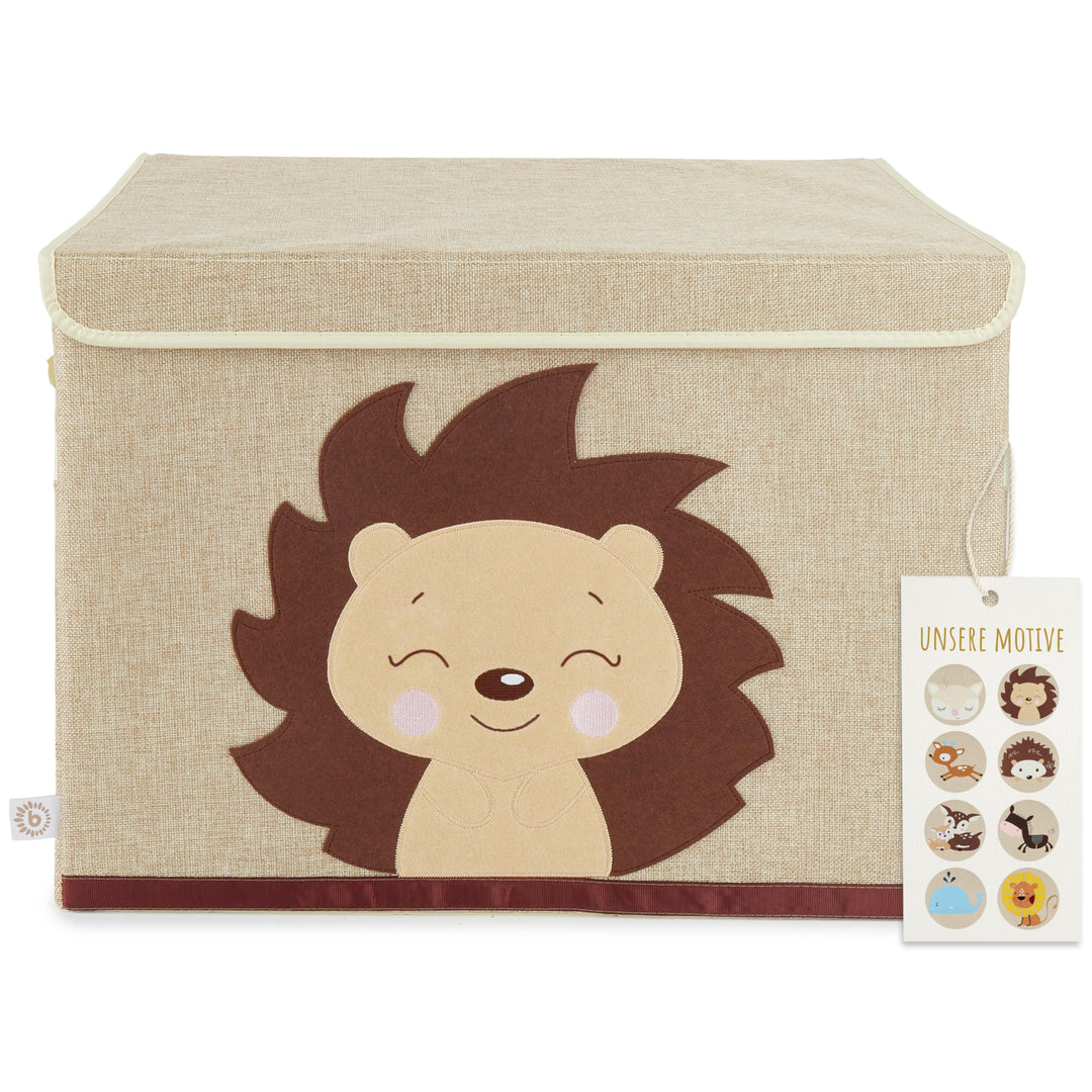 Bieco Aufbewahrungsbox mit Deckel gross für Kinderzimmer - Igel Piksi - Spielzeugkiste mit Deckel Au