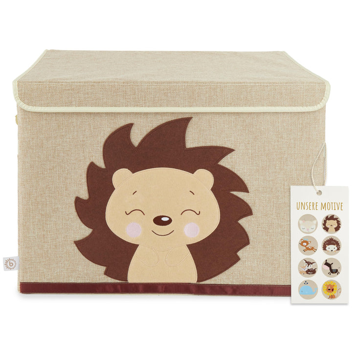 Bieco Aufbewahrungsbox mit Deckel gross für Kinderzimmer - Igel Piksi - Spielzeugkiste mit Deckel Au