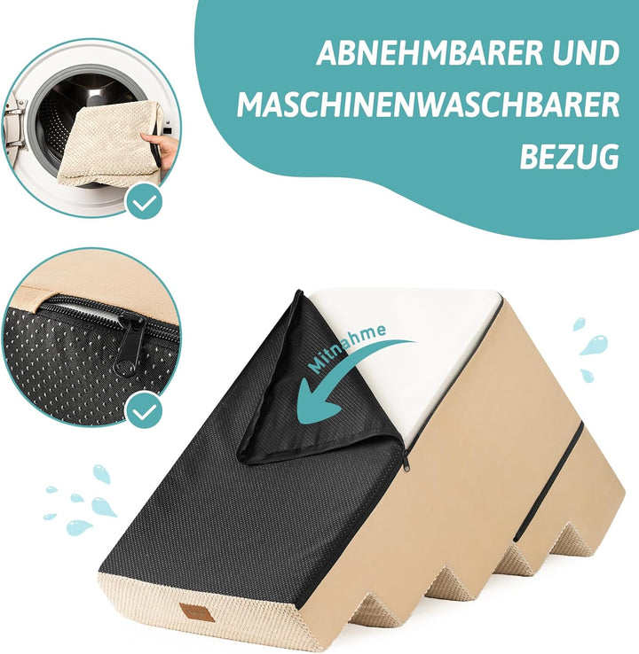Hundetreppe, 5 Stufen Multifunktionale aus Hochdichtem Schaumstoff für Bett Couch Sofa, 60cm Hoch Ab