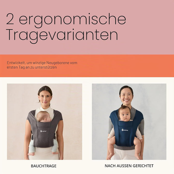 Ergobaby Embrace Babytrage für Neugeborene 3,2-11,3 kg, Oxford Blue blau, oxfordblau Ponte Knit, bla