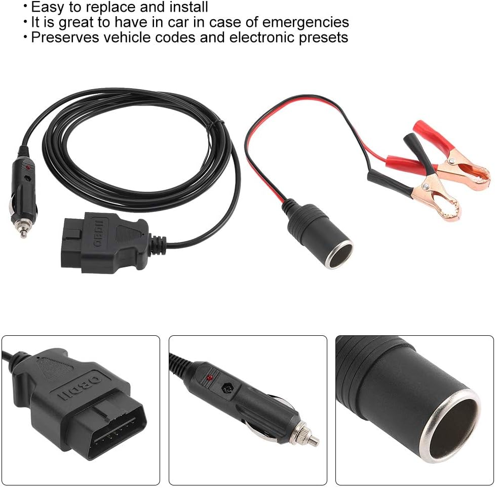OBD2 Memory Saver-Anschluss, OBD II-Fahrzeug-ECU-Notfall-12-V-Stromversorgungskabel Memory Saver mit