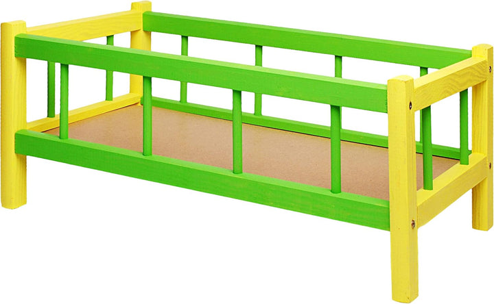 alles-meine.de GmbH Holz Puppenbett - 43 cm lang - mit Bettwäsche - Jungen & Mädchen Farben - für gr