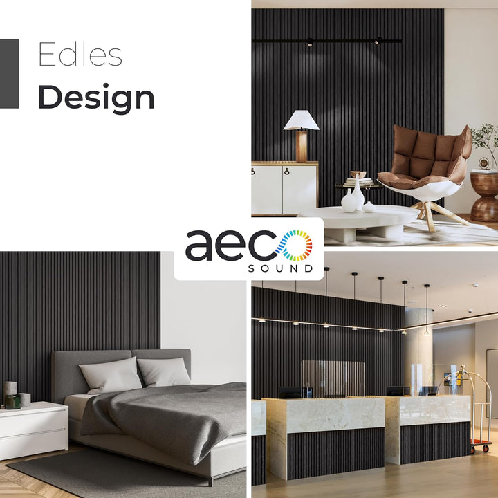 Aeco Sound® - Akustikpaneele aus Holz, 2 Stück x 120x60cm - Wandpaneele aus Akustik-Filz (Schwarz) &
