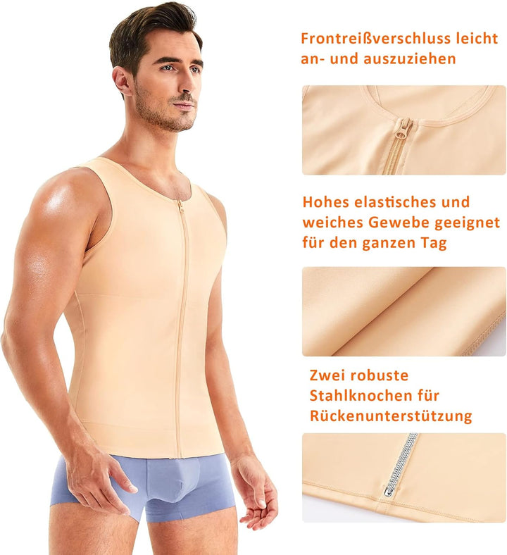 Gotoly Herren Unterhemden Shapewear Workout Tank Tops Figurformend Funktionsshirt Body Shaper Bauch