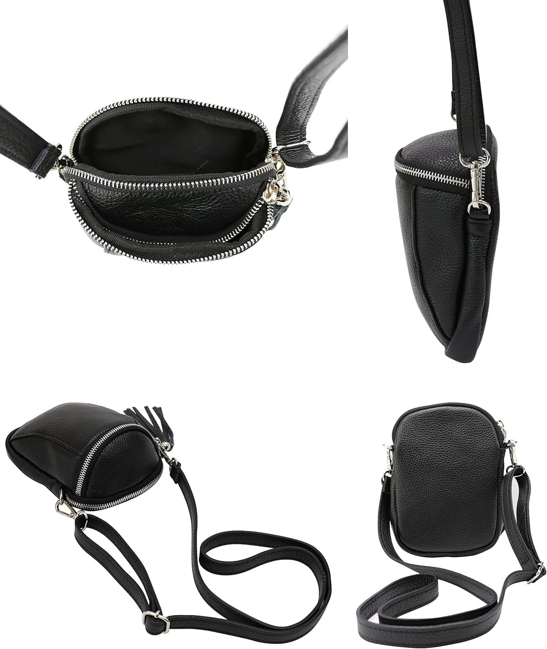 SH Leder Damen Handytasche Umhängetasche Geldbörse Multifunktion Beutel Schultertasche aus Echtleder