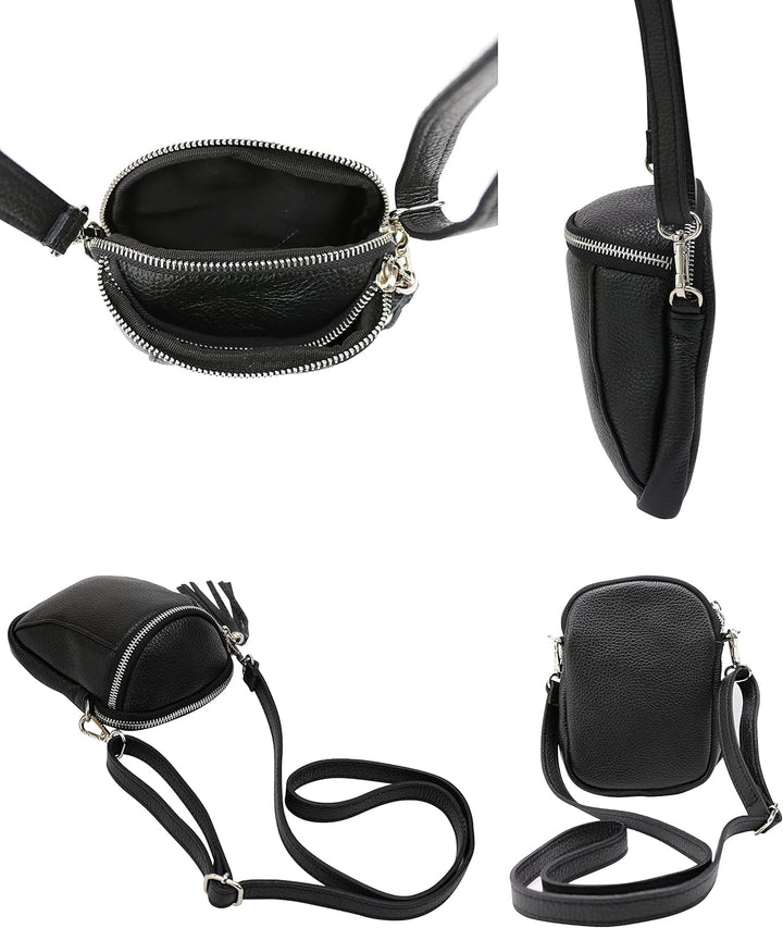 SH Leder Damen Handytasche Umhängetasche Geldbörse Multifunktion Beutel Schultertasche aus Echtleder