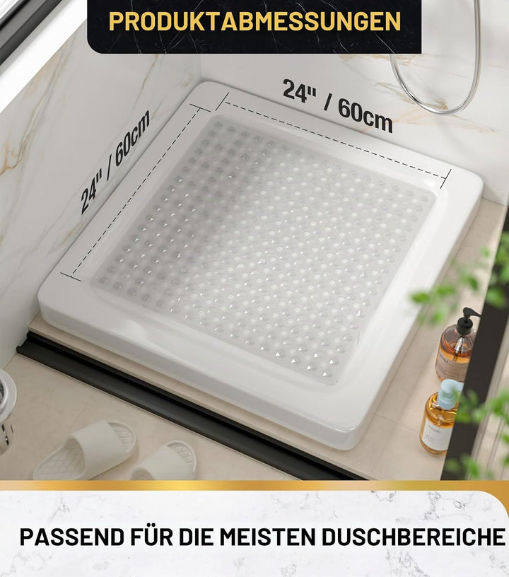 HITSLAM Duschmatte rutschfest, Antirutschmatte für die Dusche 60x60cm, Badewannenmatte mit Saugnäpfe