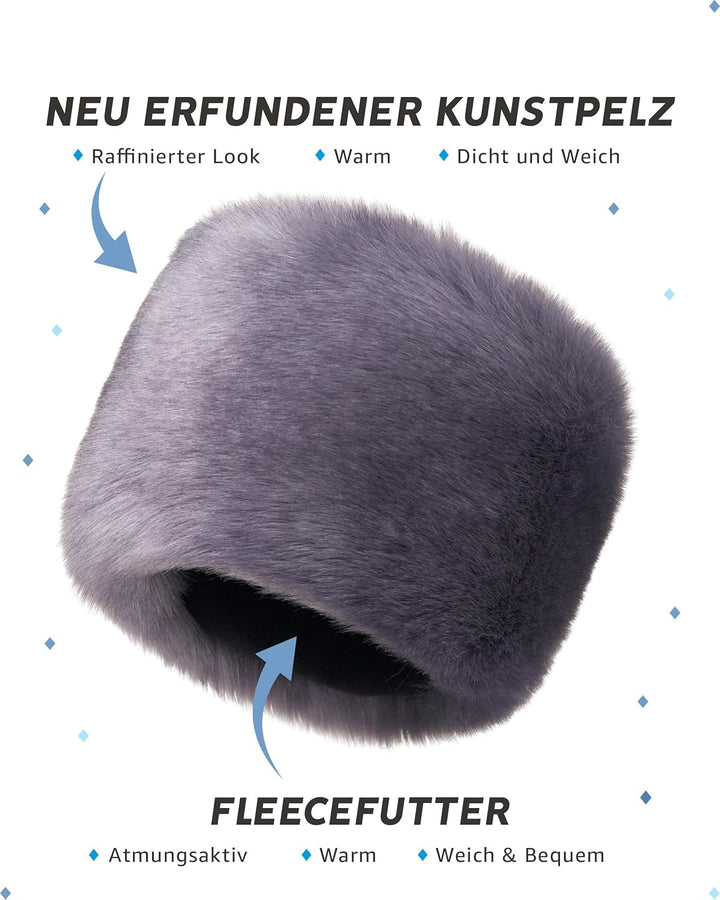 Futrzane Siberian Kosakenmütze - Pelzmütze Damen - Fell Pelz Russische Mütze XS Stahlblau Siberian,