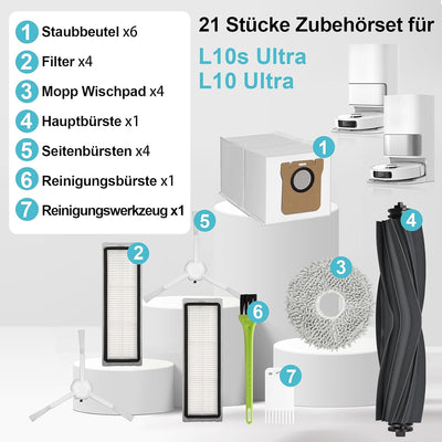 RUKHOOL Zubehör für Dreame L10s Ultra / L10 Ultra/Xiaomi X20+ Zubehörset Saugroboter Ersatzteile 6 *