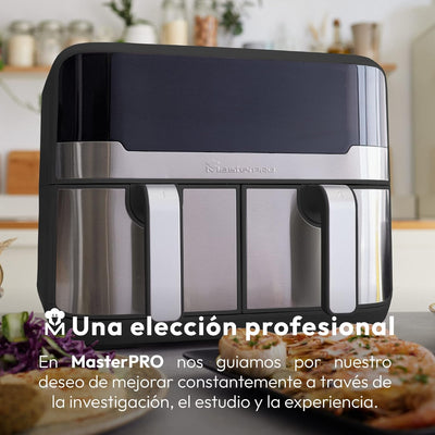 MasterPRO Rocket Duo 900 | Hot Air Fryer Double | Black | 9L Capacity and 2100W Power | LED Touch Sc