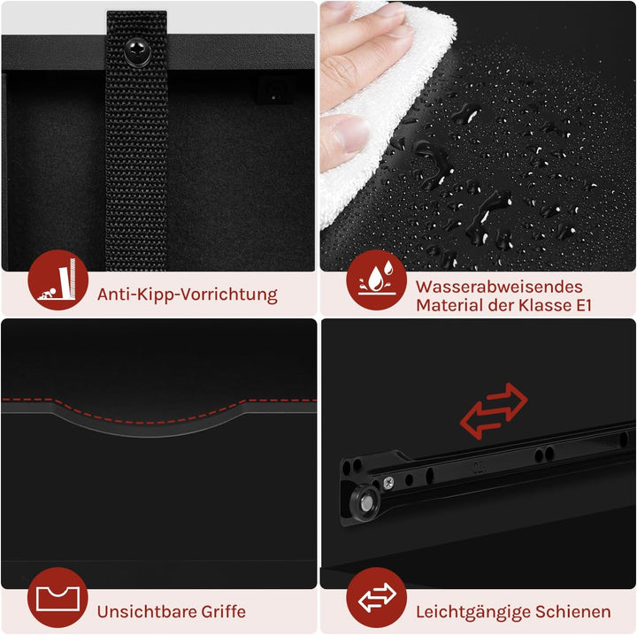 WOLTU Rollcontainer mit 3 Schubladen, mobiler Aktenschrank mit 5 Rollen, Büroschrank mit verstellbar