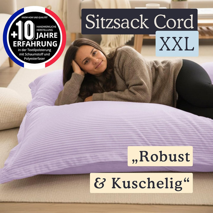 bananair - Sitzsack XXL aus Cordstoff Breit Gerippt für Kinder und Erwachsene - Weich und Bequem - M