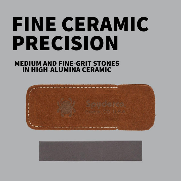 Spyderco Taschenstein mit mittlerer Körnung und Lederetui, Weiss 1" x 5" x 1/8", 1" x 5" x 1/8"