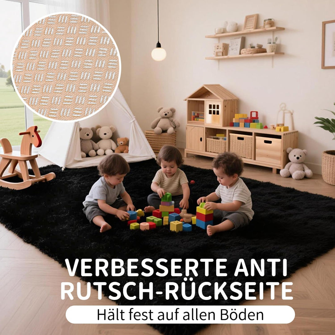 VOFUSHON Wohnzimmer Hochflor Teppich,Shaggy Flur Läufer Teppich Modern Flauschiger Weich Teppich Gro