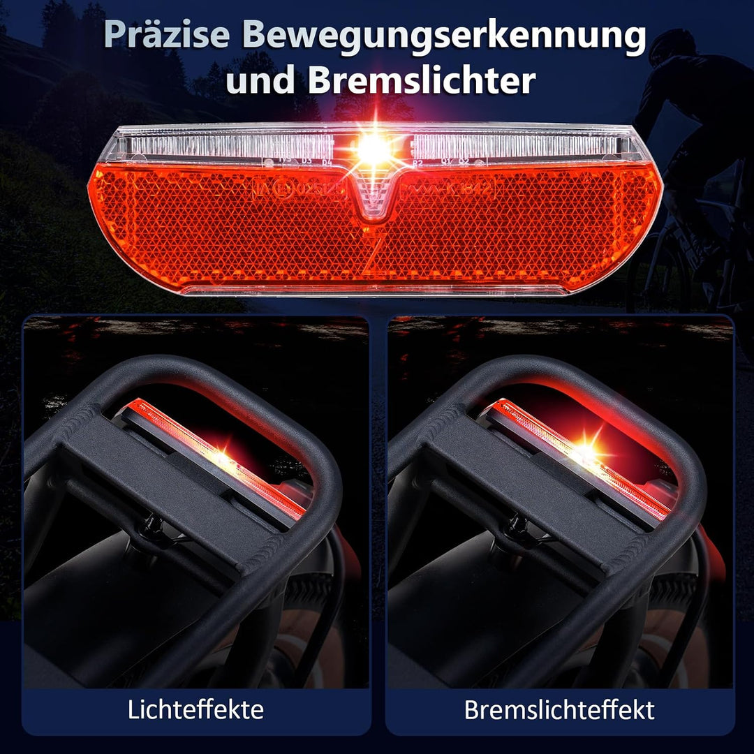 Led Fahrrad Rücklicht mit Bremslichtfunktion, USB-C Aufladbar | StVZO Zulassung Fahrradlicht Hinten,