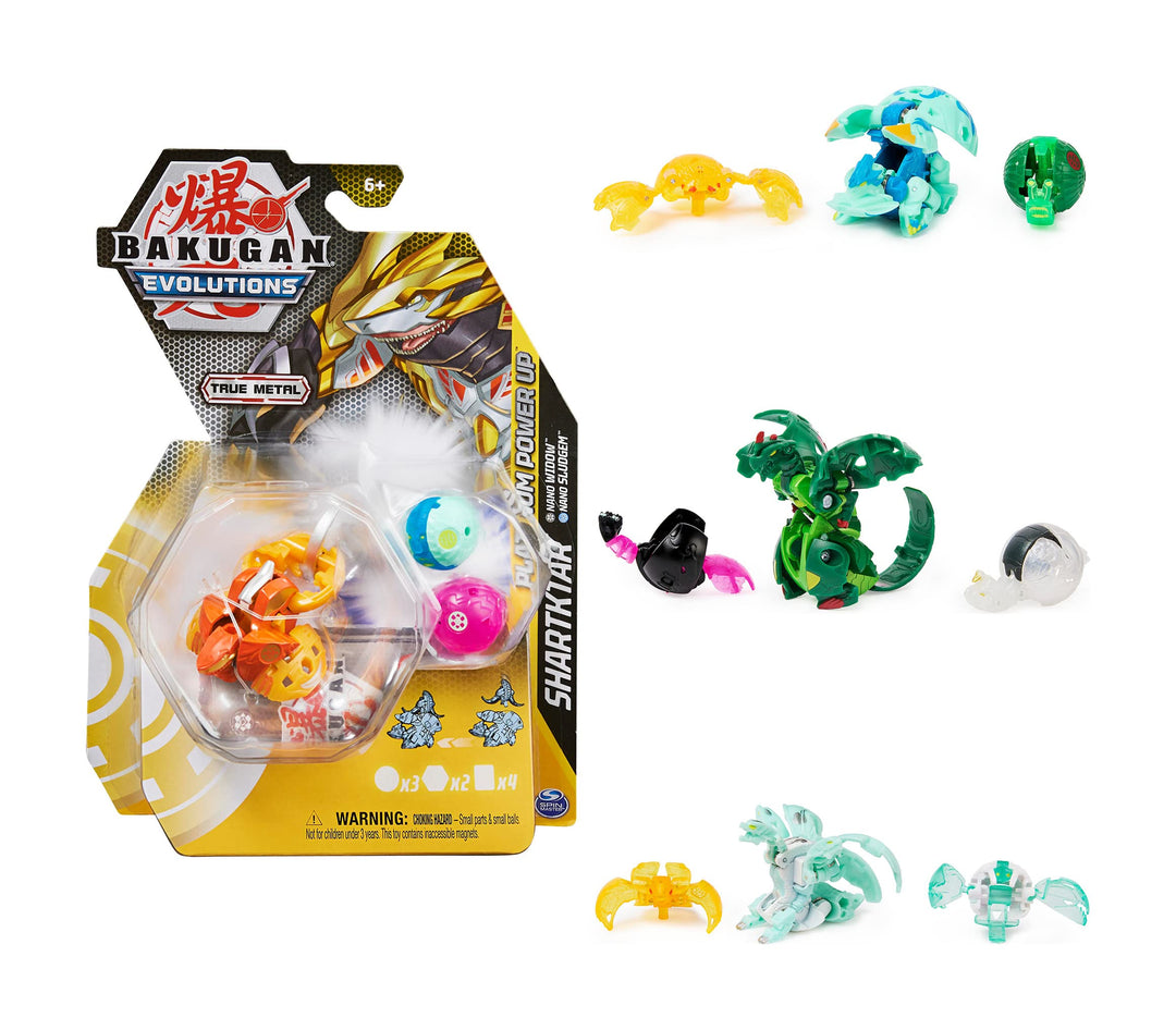 BAKUGAN 'Evolutions' Power Up 3er Pack mit 1 Platinum Series Ball (mit Metallkern) und 2 Nanogan (Mi