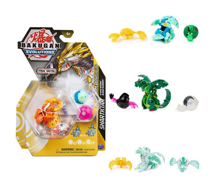 BAKUGAN 'Evolutions' Power Up 3er Pack mit 1 Platinum Series Ball (mit Metallkern) und 2 Nanogan (Mi