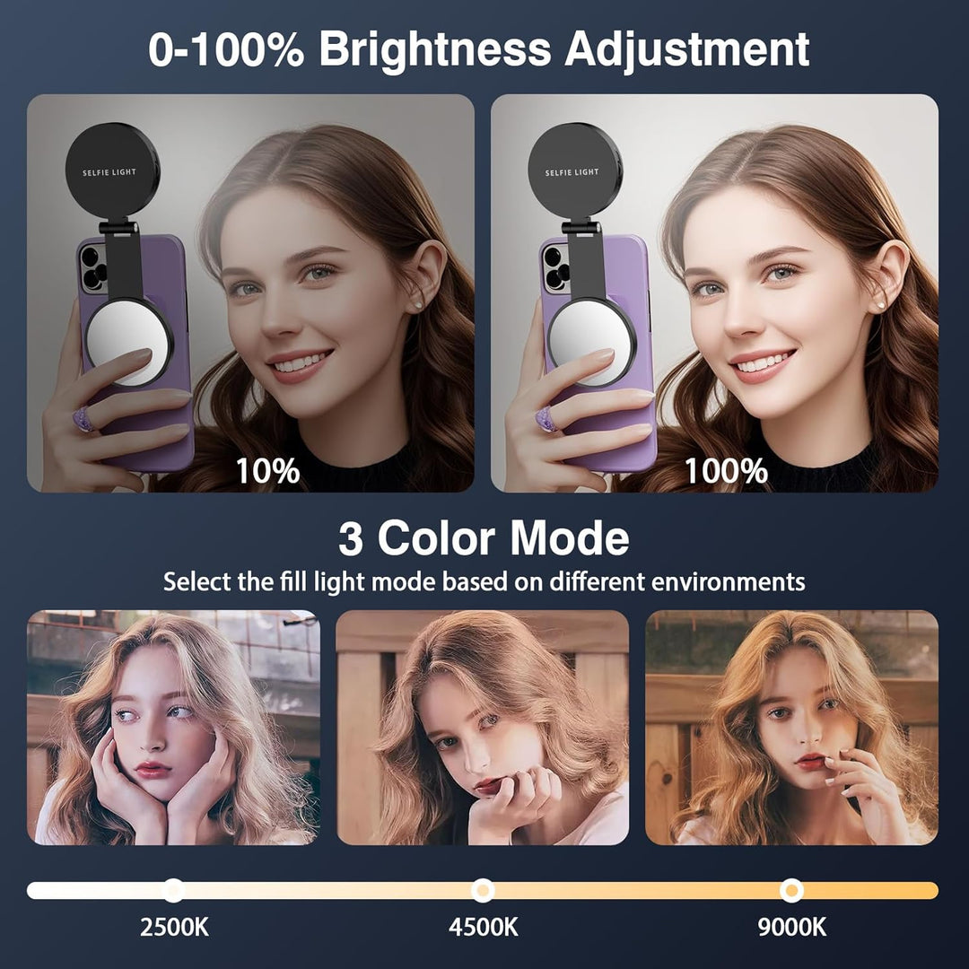 Magnetisches Selfie Licht 3 Modu Mini LED Handy 3-in-1 Magnetische Selfie Licht Kompatibel, Farbtemp
