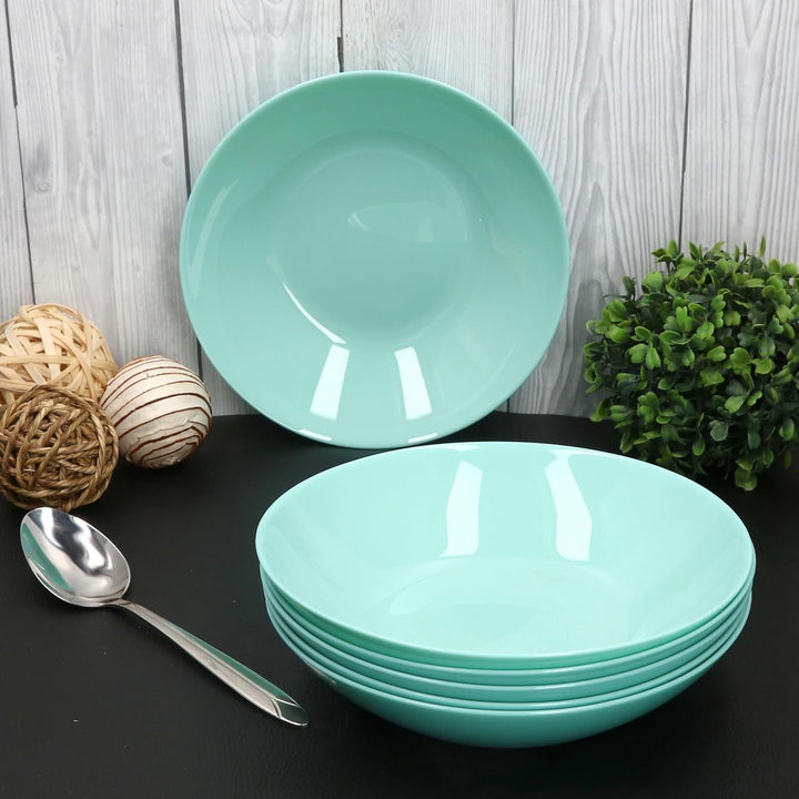 MamboCat 6er Set Mint Suppenteller aus Glas I 420ml, Ø 20,3 cm I Moderne Tiefe Teller für Müsli, Sup