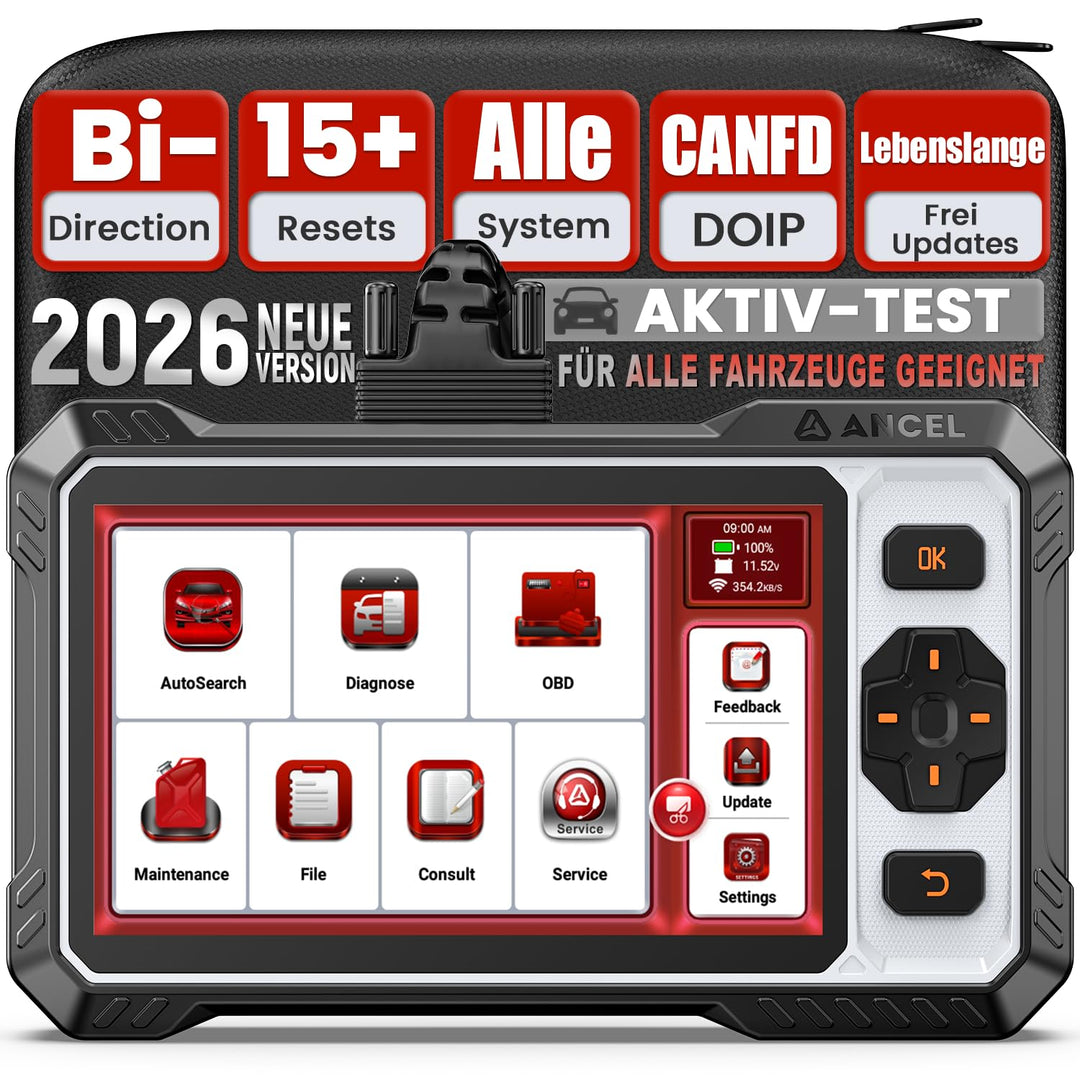 ANCEL FX6100 Bidirektionaler OBD2 Diagnosegerät, Auto Diagnosegerät mit Allen System & 15+ Resets, D