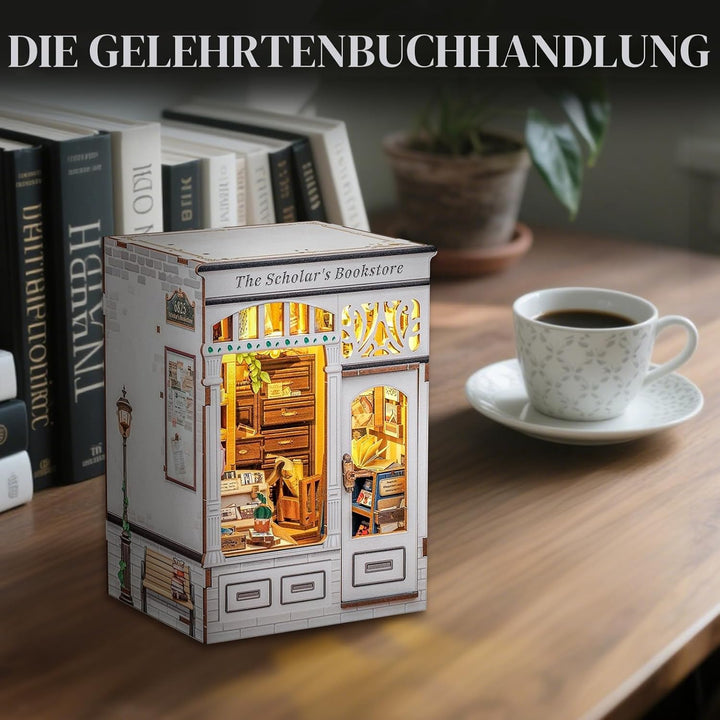 Cutefun Book Nook, DIY Miniatur Haus Kit für Erwachsene 3D Holzpuzzle Mini Booknook Bücherregal Mode