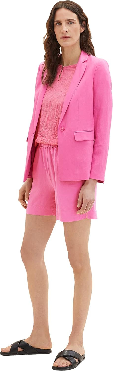 TOM TAILOR Damen T-Shirt mit Raffung &amp; Muster XXS 31647 - Nouveau Pink, XXS 31647 - Nouveau Pink