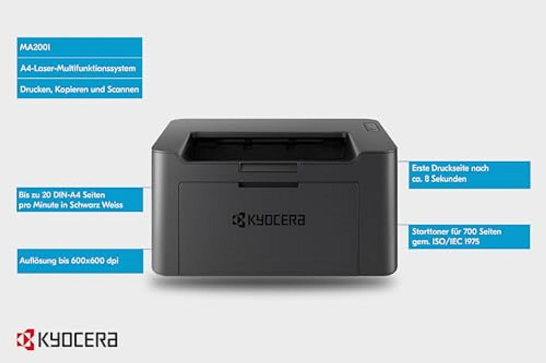 Kyocera Klimaschutz-System MA2001 3-in-1 Laser-Multifunktionsdrucker: SW-Drucker, Kopierer, Scanner.
