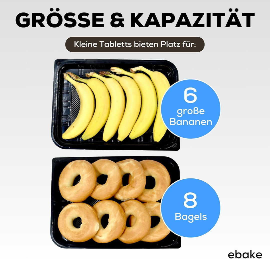 ebake Mehrweg Servierplatte mit Deckel (5 Stk. à 33 x 24 cm) - Meal Prep Boxen/Buffet Platten für Pa