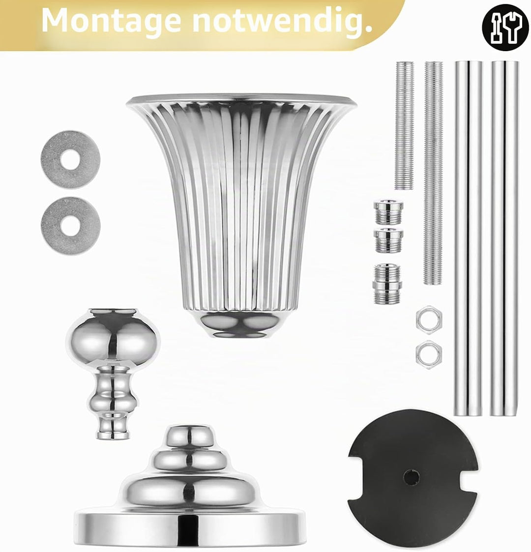 NUPTIO Blumenständer Metall Silber Vase: 2 Stück 77.5cm Hoch Blumenvase Hochzeit Ständer Trompete Va