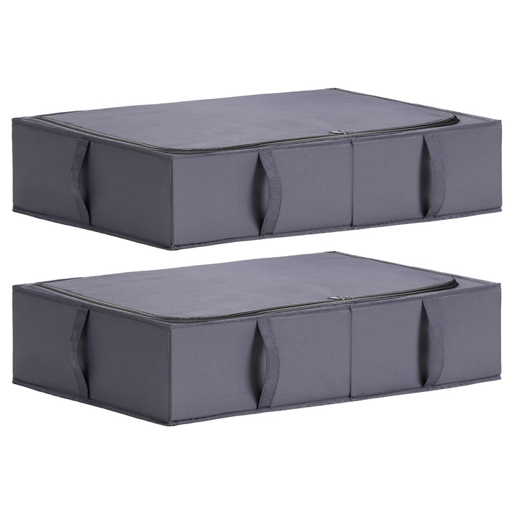 TYEERS Unterbett Aufbewahrungsbox mit Deckel, Strapazierfähiger Stoff, Waschbar, Zusammenklappbar, B