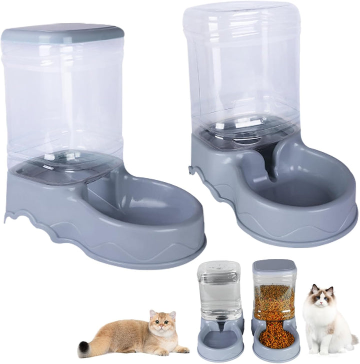 2pcs Automatische Katzenfutter- und Wasserspender, 3,5 l Kleiner mittlerer Haustier Automatische Leb