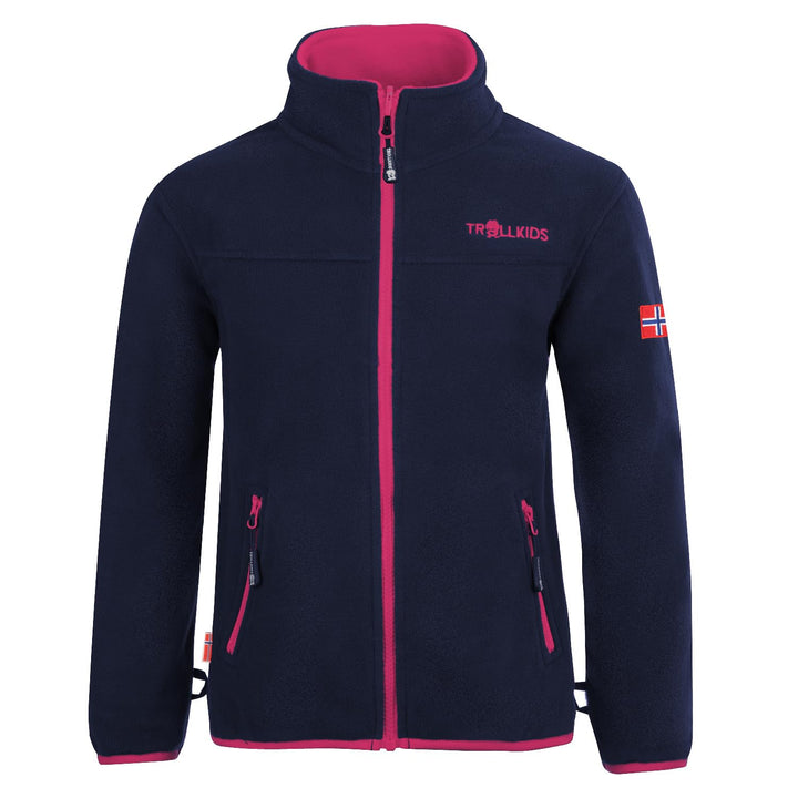 Trollkids Mädchen Oppdal XT Fleece Jacke 92 Marineblau / Magenta, 92 Marineblau / Magenta