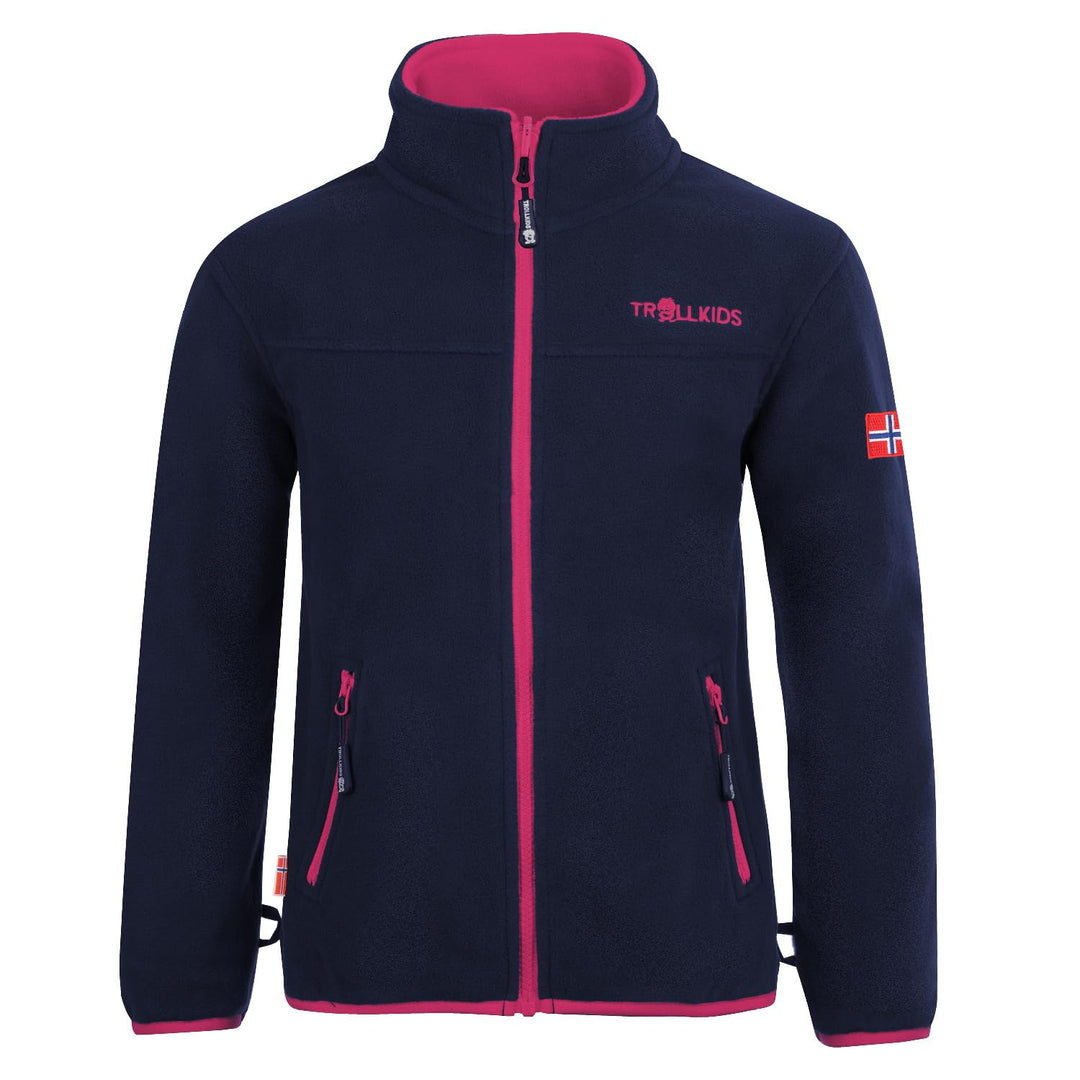 Trollkids Mädchen Oppdal XT Fleece Jacke 98 Marineblau / Magenta, 98 Marineblau / Magenta