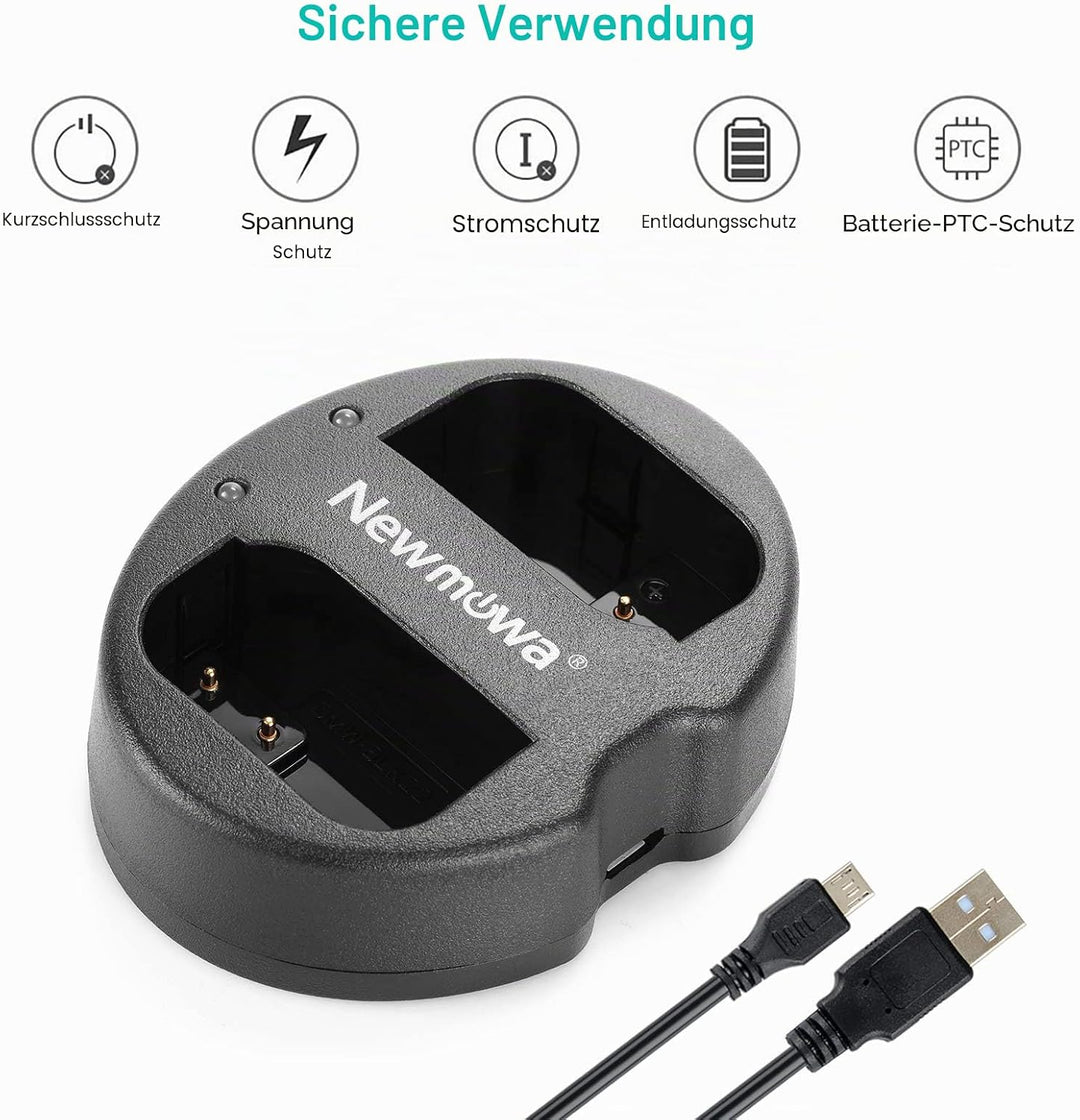 Newmowa Ersatz Akku DMW-BLK22 (2er Pack) und Tragbar Micro USB Dual Ladegerät Kit für Panasonic DMW-