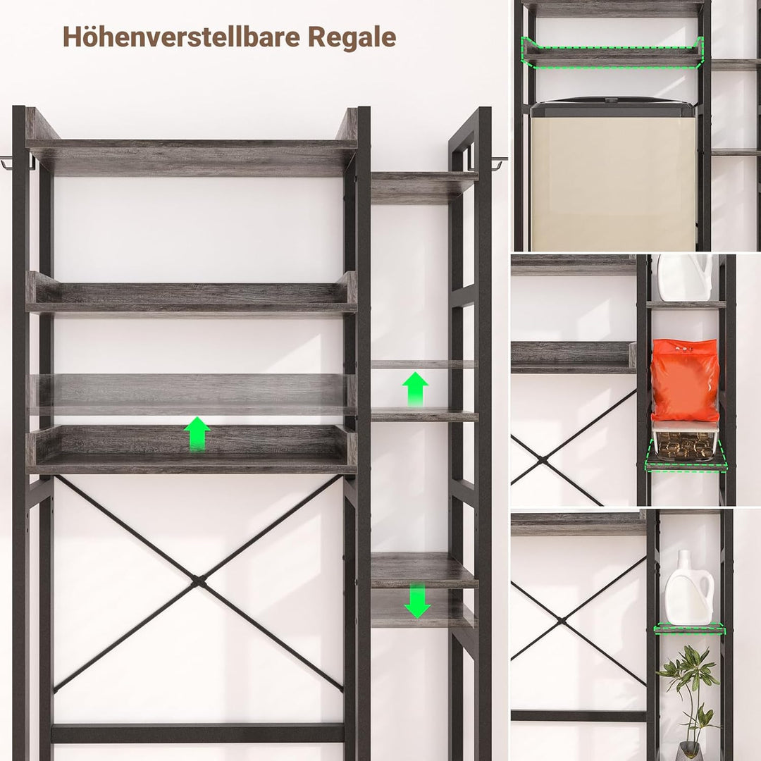 Waschmaschinenregal mit 2 Schubladen – 7-stöckiger Toilettenregal mit verstellbarem Regal, Toiletten