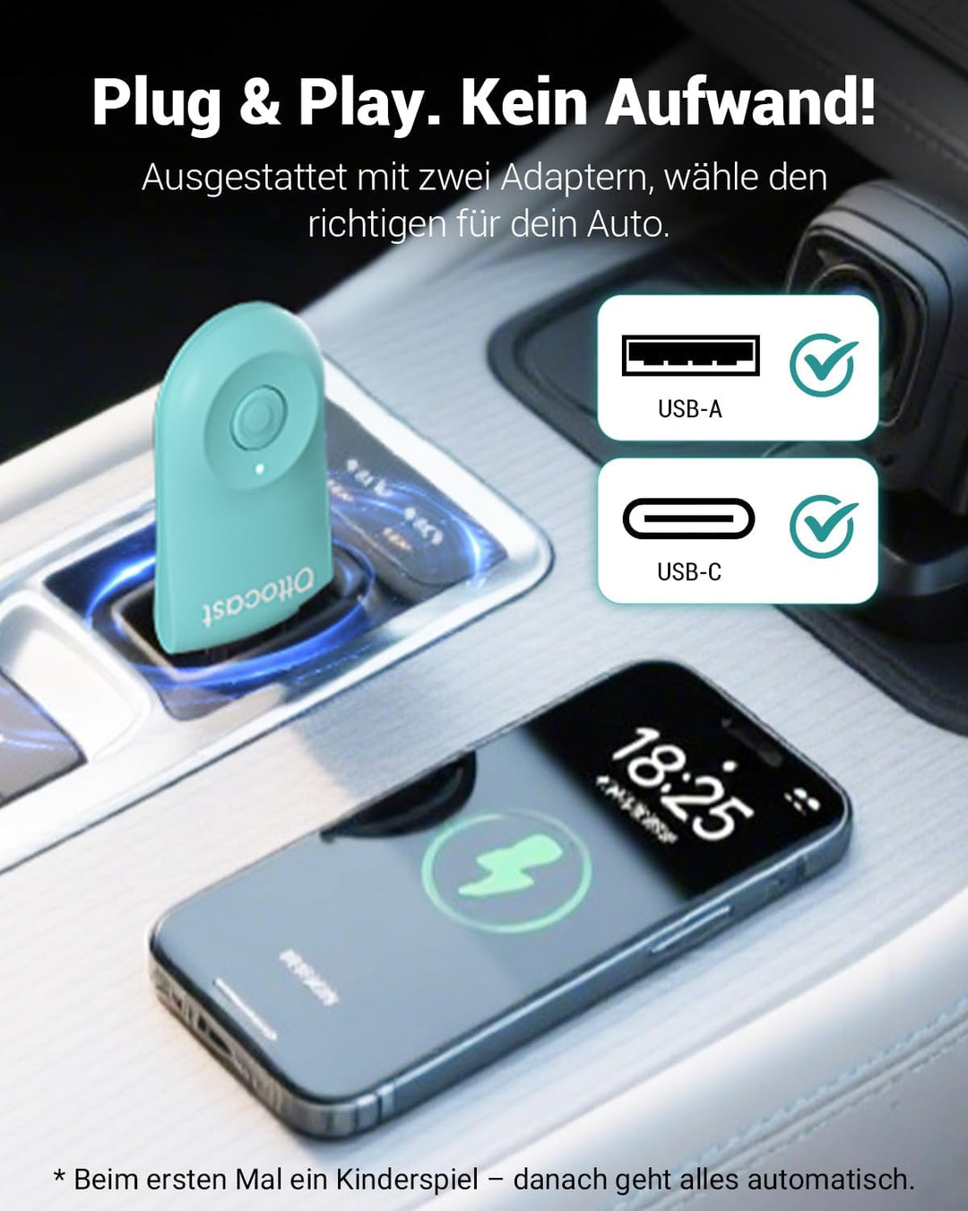 2025 Verbesserter 2-in-1 Wireless CarPlay &amp; Android Auto Adapter, OTTOCAST MINI Kabelloser CarPlay A